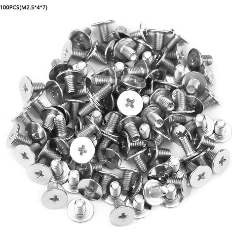 Vis À Tête Plate M2.5 En Acier Au Carbone - Longueur 4mm Filetage 7mm - Pour Réparation Mécanique Électronique Bricolage - Lot De 100 Pièces (1/5)