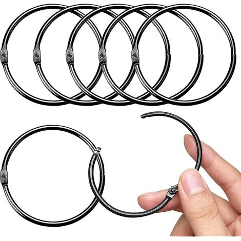 Lot de 20 Anneaux de Rideau à Ouvrir, Anneaux de Rideau de 50 mm, Anneaux de Rideau, Clips de Rideau de Douche, Clips métalliques pour Rideaux et tringles à Rideaux (Noir) (1/5)