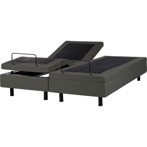 Letto matrimoniale regolabile elettronicamente con telecomando senza testata in poliestere grigio scuro 160 x 200 cm Duke II