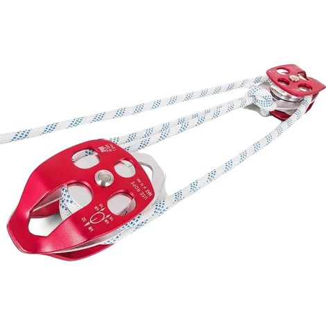 Polipastos de doble polea, capacidad de 7700 lb, construcción de acero resistente, color rojo. (1/2)