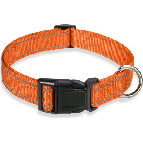Sangle réfléchissante pour collier de chien, collier de sécurité réglable en nylon pour animal de compagnie, laisse pour animal de compagnie,jaune,M (1/4)