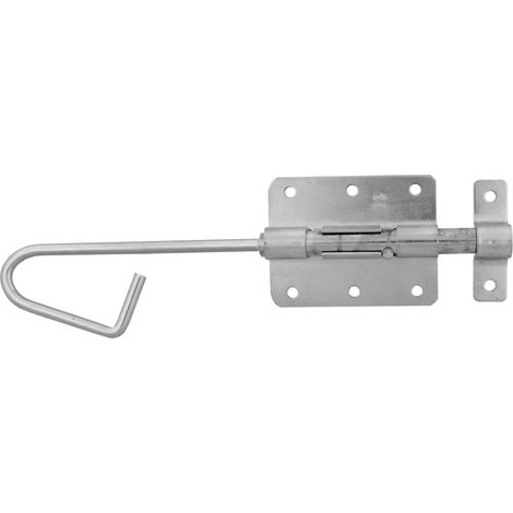 Verrou en applique pour portes Serrure de sécurité pour votre maison Loquet résistante pour portails Acier zingué Couleur : argenté 400 x Ø12 mm (1/4)