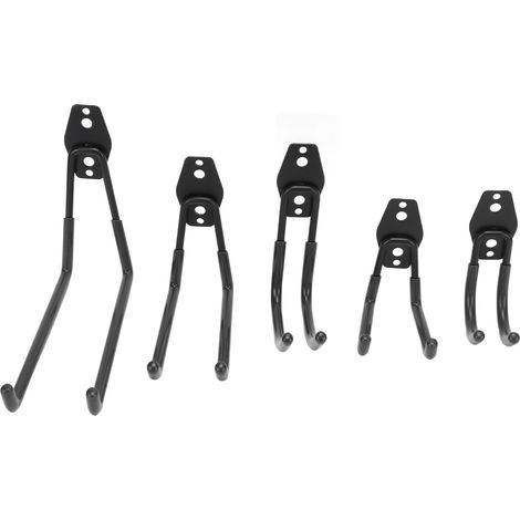 Lot de 5 Crochets Mural Double Robustes 40kg Support Vélo Gris pour Garage Cave Étagère Porte-Vélos (1/5)