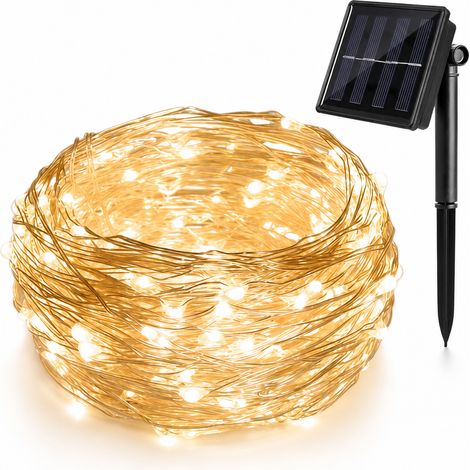 Guirlande LED Solaire en Fil de Cuivre avec Télécommande, 400 LED Blanc Chaud, Étanche Extérieur Jardin Noël, 42 m (1/5)