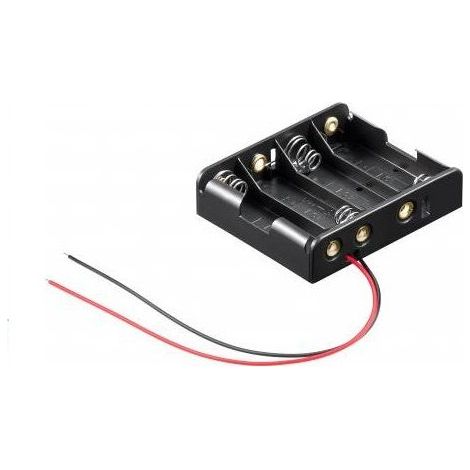 Portapilas para 4 pilas LR6 AA plano  Negro (1/4)