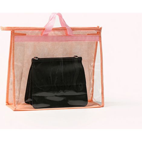 Housse PVC transparente pour sacs a main, rose, taille L (1/5)