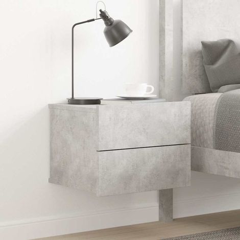 Table de chevet flottante-Table de nuit Gris béton 40x30x30 cm Bois ingénierie 631616 (1/5)