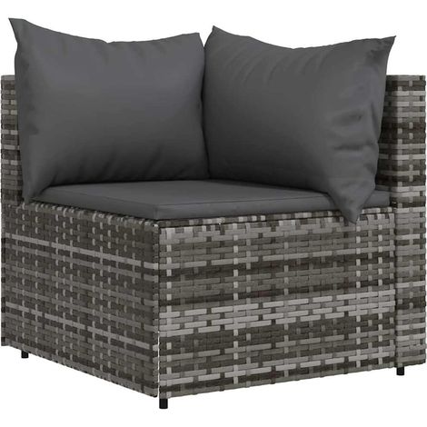 Maison Exclusive - Garten-Ecksofa mit Kissen Grau Poly Rattan