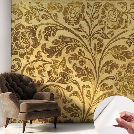 Papier peint autocollant Mural avec colle pour salon et chambre Décoration murale rapide Motif floral 250x250 cm (1/5)