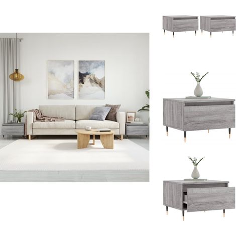 Couchtische 2 Stk. Grau Sonoma 50x46x35 cm Holzwerkstoff - Couchtisch - Wohnzimmerstil - Grau - Holzwerkstoff - Metallgestell (1/5)