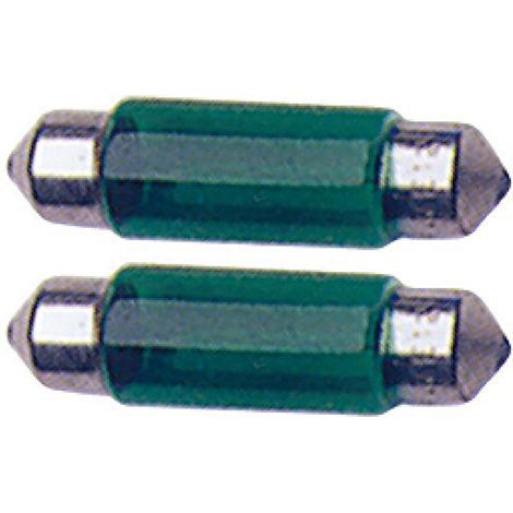 2 Ampoules Navettes - 12V10W - T11 - Vert - C5W - 41mm