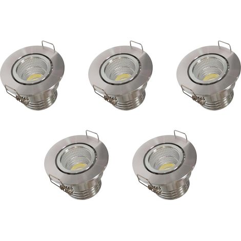 Kit 5 Faretti LED da Incasso 3W COB Orientabili 270 Lumen Foro 45mm Diametro 52mm Grigio satinato, Luce fredda 6500K, Luce calda 3000K, Luce naturale 4000K - Colore della luce: Luce fredda