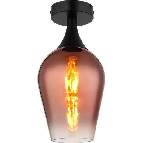 Globo - plafoniera - LAVUS - rosso - vetro - Ø 15cm - E27 - (1/3)