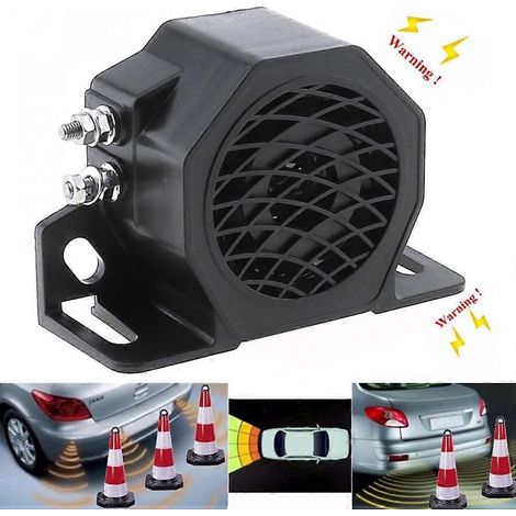 Altavoz de bocina de alarma de marcha atrás impermeable DC 12V-80V 15W negro 105dB para motocicleta, automóvil y vehículo (1/5)