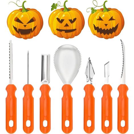 Kit Sculpture Citrouille Halloween 7 Pièces Outils Acier Inoxydable, Couteaux Sculpture DIY pour Enfants et Adultes, Facile et Sûr - AUTRES (1/5)