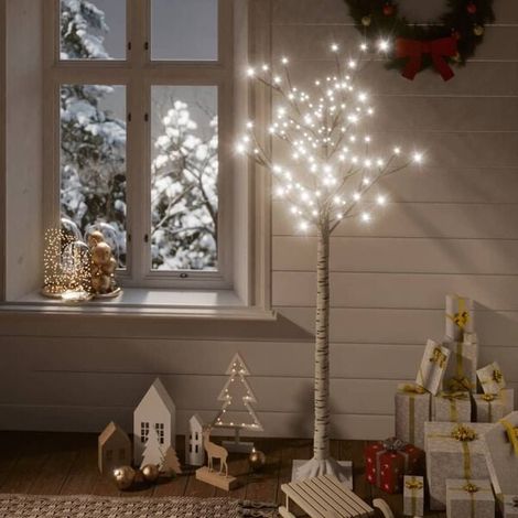 Sapin de Noël 156 LED blanc froid Saule 1,5 m Int/Ext, Illuminé, Décoration de Noël (1/5)