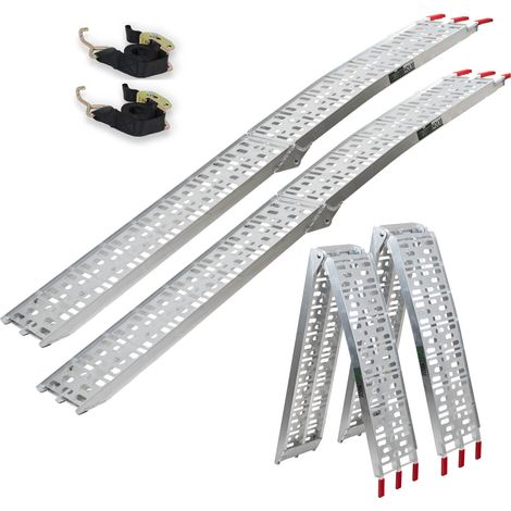 TRUTZHOLM 2 x Auffahrrampe klappbar 228 cm Traglast 680 kg Alu grau gelocht Rampen Motorradrampen (1/5)