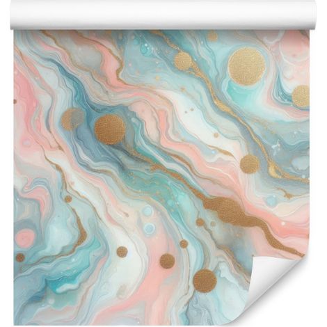 Papier peint encre gris clair et turquoise pour salon et chambre 50x1000 cm (1/5)