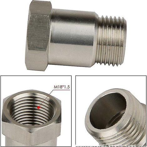 Lot de 2 adaptateurs de sonde lambda M18x1,5 en acier inoxydable, entretoise d'extension filetée pour modification d'échappement automobile, 35 mm (1/5)