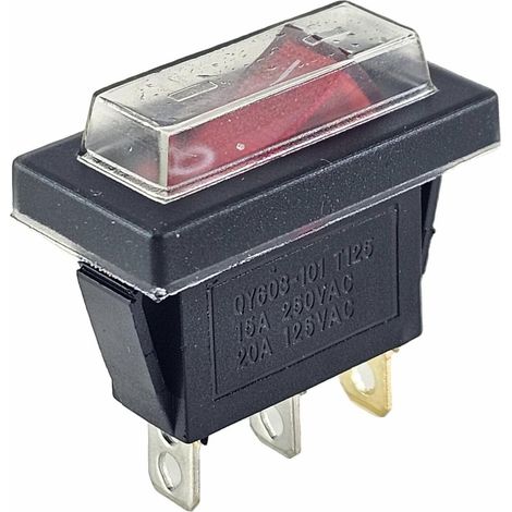 Interrupteur à bascule 3 pôles - 1 pièce - Plastique étanche - Éclairage rouge 230V 15A - Tableau électrique industriel - 28x10mm (1/5)