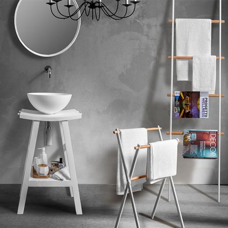 Mobile consolle bagno in Teak naturale con top semicurvo (1/2)