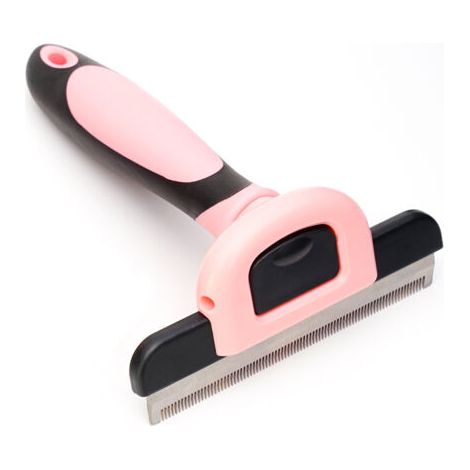 BUNTHAUS Peigne pour animaux de compagnie pour enlever les cheveux flottants couteau à cheveux chien épilation amincissement peigne à dents fines en acier inoxydable(rose grande 83 dents) (1/5)