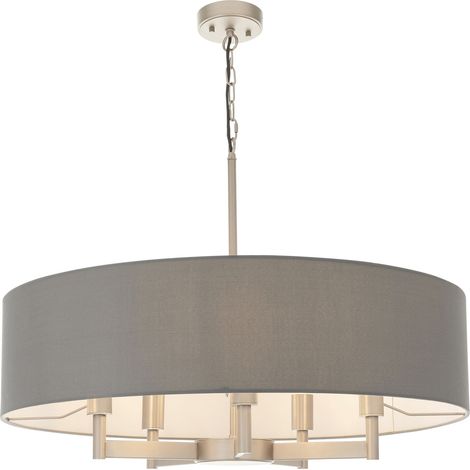 Lampadario 5 luci nichel opaco paralumi grigi E27 Endon (1/5)