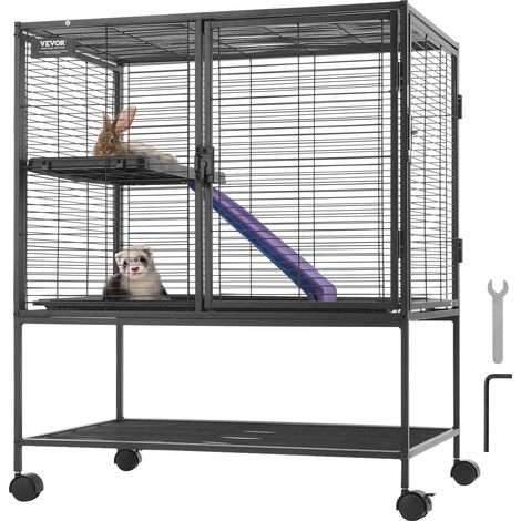VEVOR Casa para hurones de metal de 36 pulgadas, espacioso hábitat de dos pisos, rampas y bandeja incluidas, montaje simple, adecuado para ratas, hámsteres, cobayas, chinchillas, ardillas, erizos, con