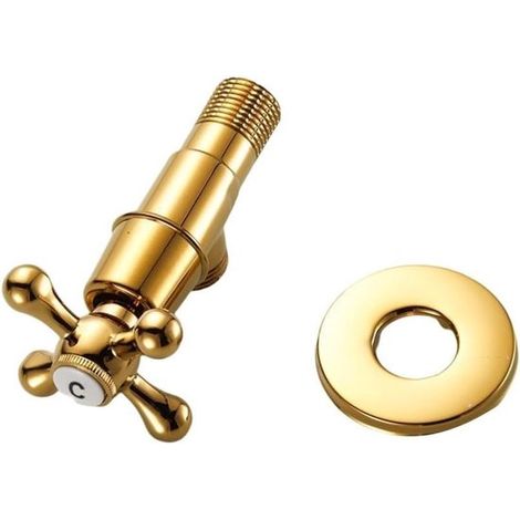 1 pezzo valvola angolare in ottone 1/2" valvola di intercettazione WC, 102 x 65 mm, per cucina, balcone, WC, bagno, lavabo, lavandino, oro (1/5)