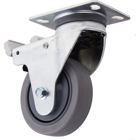 Roulettes industrielles Pivotant avec frein RS PRO, Diam 100mm, 75kg ( Prix pour 1 )