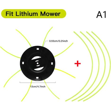 Tête de coupe-bordures en acier (compatible avec les tondeuses à lithium) - 4 durites incluses - Pièce de rechange pour débroussailleuse à essence/lithium - Nettoyage des mauvaises herbes - Pièce déta (1/4)