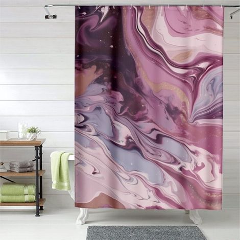 Rideau de douche motif marbre, œillets plastique, durable (1/5)