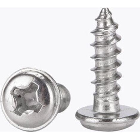 2,6x8mm Vis auto-taper à la tête de la casserole Phillips avec une vis de laveuse 304 Fixations d'acier inoxydable Boulons 50pcs (1/4)