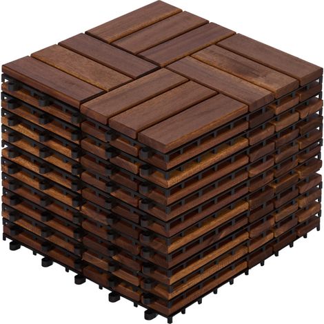 CHICFURN Piastrelle terrazza a incastro 30x30 cm acacia marrone, 22 pezzi (1/5)