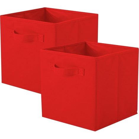 Aufbewahrungsboxen für Schränke und Spielzeug, faltbare Aufbewahrungsboxen und Schubladen aus Stoff, 2er-Set (rot)