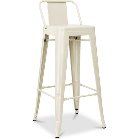 Barhocker mit Rückenlehne - Industriedesign - 76cm - New Edition - Stylix Cremefarben