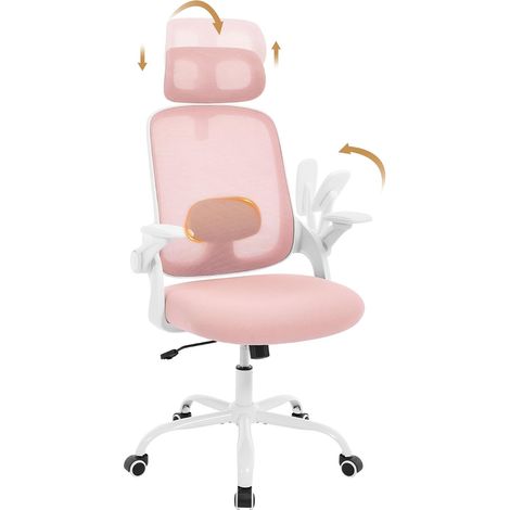 WOLTU Sedia Ufficio Bracciolo Regolabile, Poltrona Ergonomica con Supporto Lombare, Poggiatesta Regolabile e Altezza Regolabile, Sedia Girevole, Rosa (1/5)