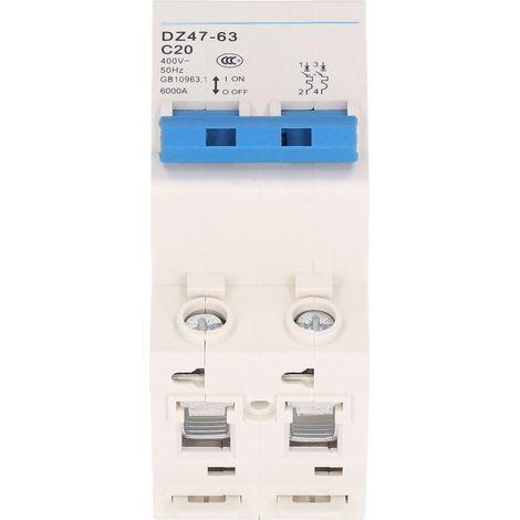 Disjoncteur Modulaire 2P Différentiel 400V 20A DZ47-63 C20 Rail DIN Interrupteur de Protection (1/5)