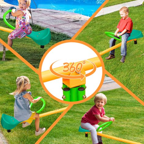 Altalena a bilico doppia per bambini 180,34 cm antiscivolo gialla e verde HAVRYA (1/5)