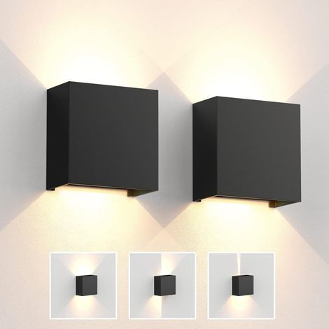 2er-Pack Wandleuchte für den Innenbereich, 6 W, 10 × 10 × 5 cm, verstellbarer Abstrahlwinkel, LED-Dekorationsleuchte, warmweiß 3000 K, IP65 wasserdicht, für Schlafzimmer, Flur, Wohnzimmer [Energieklas (1/5)