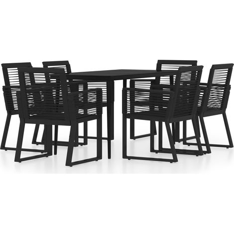 Maison Exclusive - 7-tlg. Garten-Essgruppe Schwarz