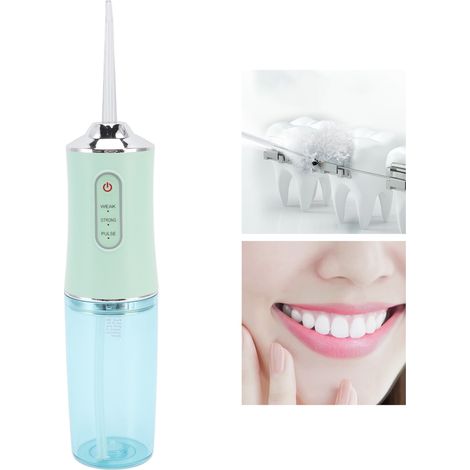 Hydropulseur électrique intelligent, élimine la mauvaise haleine, appareil de blanchiment des dents étanche, appareil de nettoyage des dents portable, version verte de luxe. (1/5)