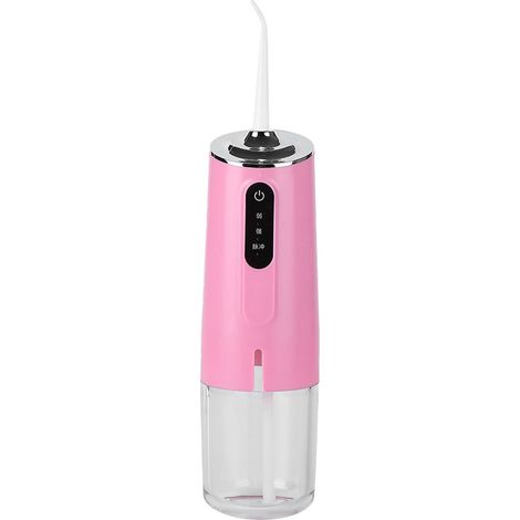 Hydropulseur buccal portable à 3 modes, rechargeable par USB, 240 ml, 4 jets, étanche, rose (1/5)