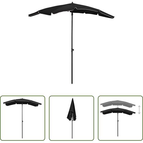 vidaXL Terrassenschirm - Sonnenschirm mit Mast 200x130 cm Schwarz (1/5)