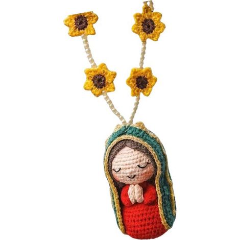 Statue de décoration intérieure de voiture, faite à la main au crochet pour rétroviseur, décoration à suspendre pour femme (1/5)
