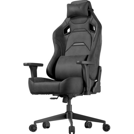 Chaise Gaming en Velours, Fauteuil Ergonomique 200 kg, Noir (1/5)