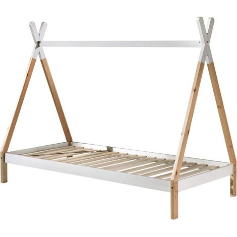 Lit Enfant en Pin Massif "Tipi" 90x200cm Blanc (1/5)