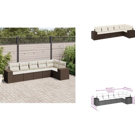 6-tlg. Garten-Sofagarnitur mit Kissen Braun Poly Rattan - Garten Sofagarnitur - Garten Sofagarnituren - Outdoor Sofagarnitur - Sofagarnitur Terrasse
