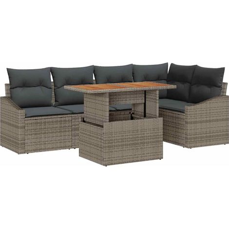 Maison Exclusive - Set Divano da Giardino 6 pcs Grigio Poly Rattan (1/5)
