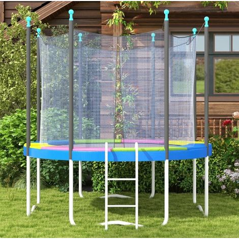 Protection de bordure de trampoline Ø305 cm, multicolore, imperméable et résistante aux UV, avec fixation élastique sans outil pour trampoline de jardin  CHICFURN (1/5)
